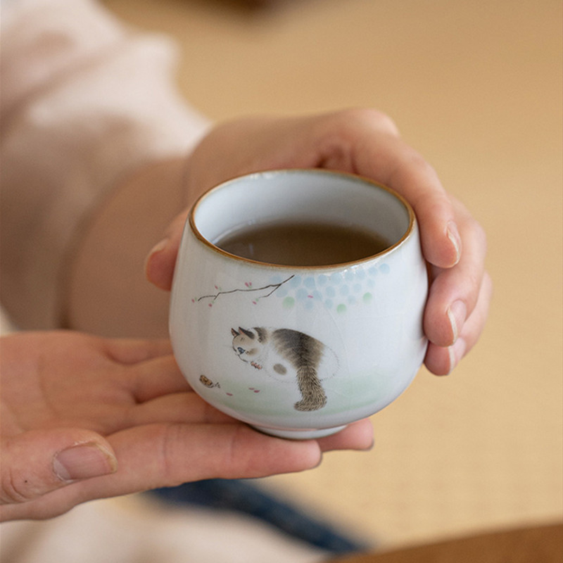 Handmade Ceramic Mug - 1 Pc Chinese Tradition Ru Kiln