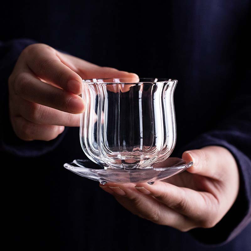 Handmade Ceramic Mug - Handmade Heat Resistant Borosilicate Glass LotusTeaCup