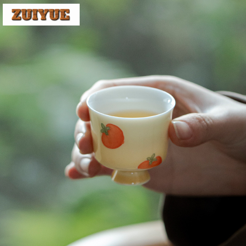 2pc/lot Hand-painted Persimmon - đánh giá và giá Handmade Ceramic Mug